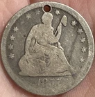 1857 Seated Liberty Quarter Good Details Holed