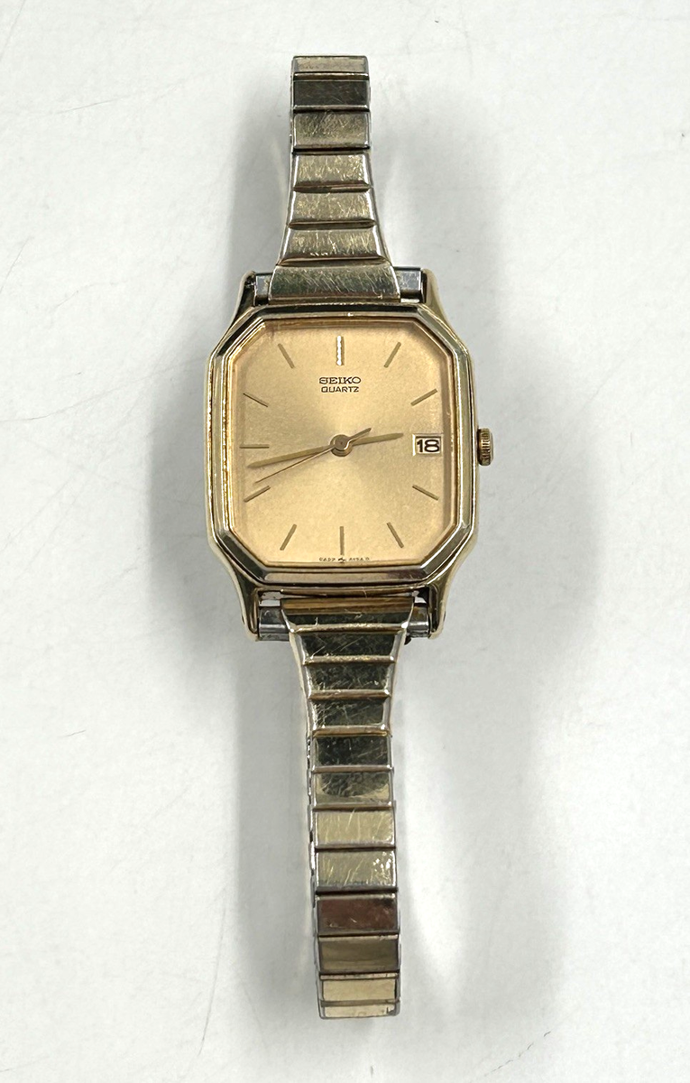 Vintage SEIKO Quartz 2A22-5021 Gold Tone Octagonal Watch Tank