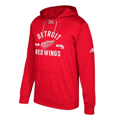 #ad Detroit Red Wings NHL Adidas Men#x27;s CLIMAWarm Skate Lace Red Pullover Hoodie $39.99