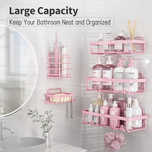 5 Pack Shower Caddy Organizer Rack Shelf for Inside Shower, Adhesive Bathroom 