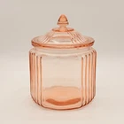 Federal Glass Pink Depression Glass Panelled Cookie Jar With Lid 1930s Vintage