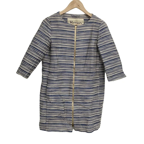 OFF WHITE Cappotto donna originale HERNO IM0044D 12152 9250 crema blu scuro