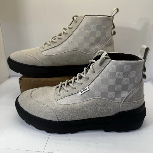 Stivali donna Vans a scacchi Colfax MTE 1 scarpe in pelle scamosciata color crema taglia 8