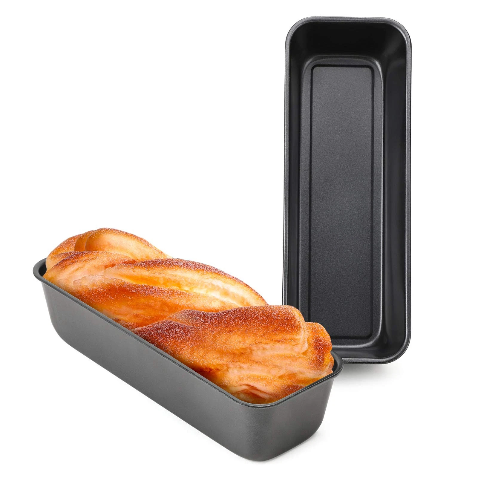 Beasea Long Loaf Bread Pan, 12x4 Inch 2 Set Rectangle Loaf Pan, Nonstick Brea...