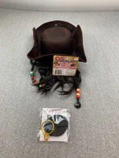 Nicky Bigs Adult Deluxe Buccaneer Caribbean Pirate Hat Eye Patch Earring Novelty