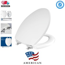 Bennett Toilet Seat with Chrome Hinges, Slow Close Wood Seat, Secure Metal Hi...