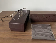 NIB Matsuda M3107 48-21-143 Brushed Gold  / Clear Lens Titanium Eyeglasses