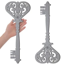 2 Pcs Large Skeleton Key , Vintage Wooden Antique Key Art, 13.78x5.91 Inch, Grey