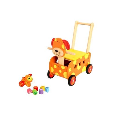 Bartl 101167 - Schiebewagen Hund aus Holz Sortierspiel mit 6 Bauklötzern NEU