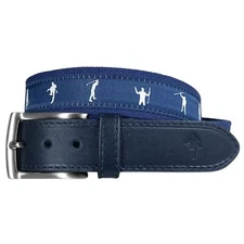 Mad Golfer Mens MadGolfer Silhouette Ribbon Overlay Webbed Golf Belt