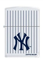 Zippo 0403, New York Yankees, MLB, White Matte Lighter, Pinstripes