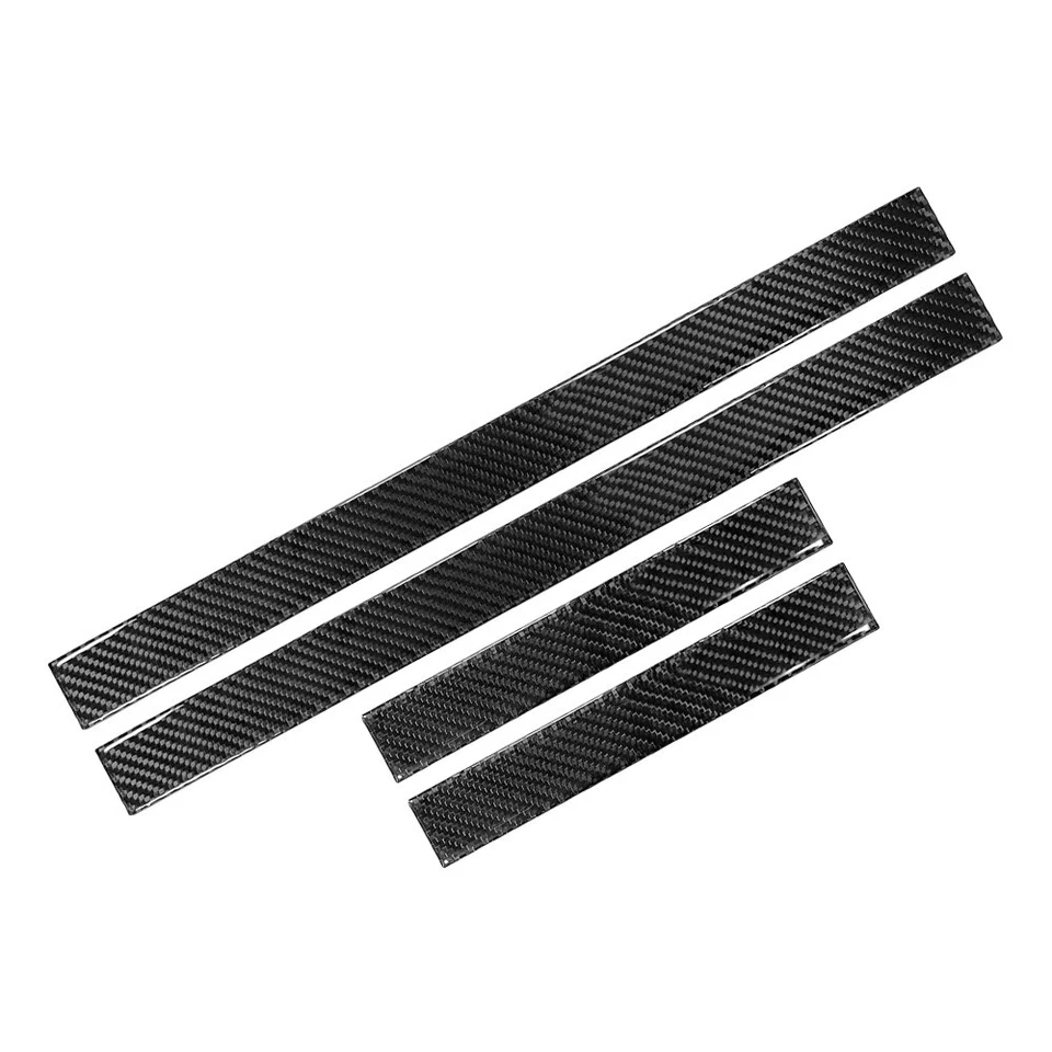 Protector de peldaños de panel de cubierta de umbral de puerta de coche de fibra de carbono negro 4 piezas para BUICK Foto 2 de 4