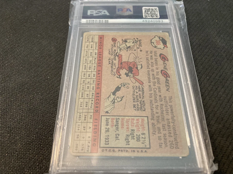 1958 Topps Baseball Gene Green #366 PSA 2 OFFERS WELCOME WILL COMBINE SHIP! - Image 2 of 3