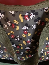 NWOT Disney Mickey Mouse Vinyl Zip Shoulder Bag Olive Green & Coin Purse Lunch