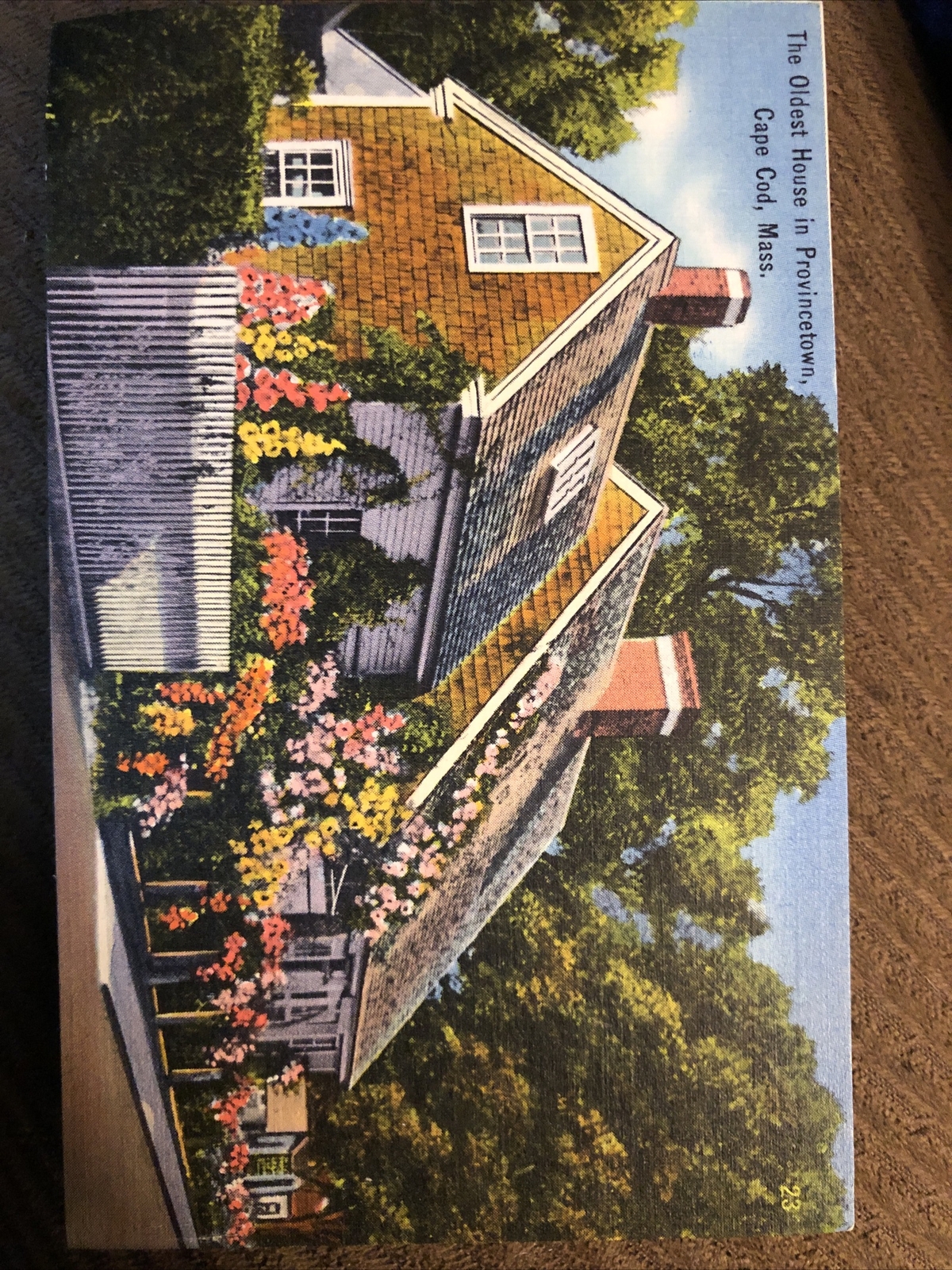 Vintage Linen Postcard The Oldest House In Provincetown, Cape Cod, Mass