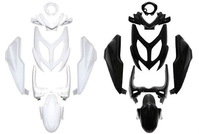 Kit carénage 7 coques MBK Nitro et Yamaha Aerox après 2013 noir mat
