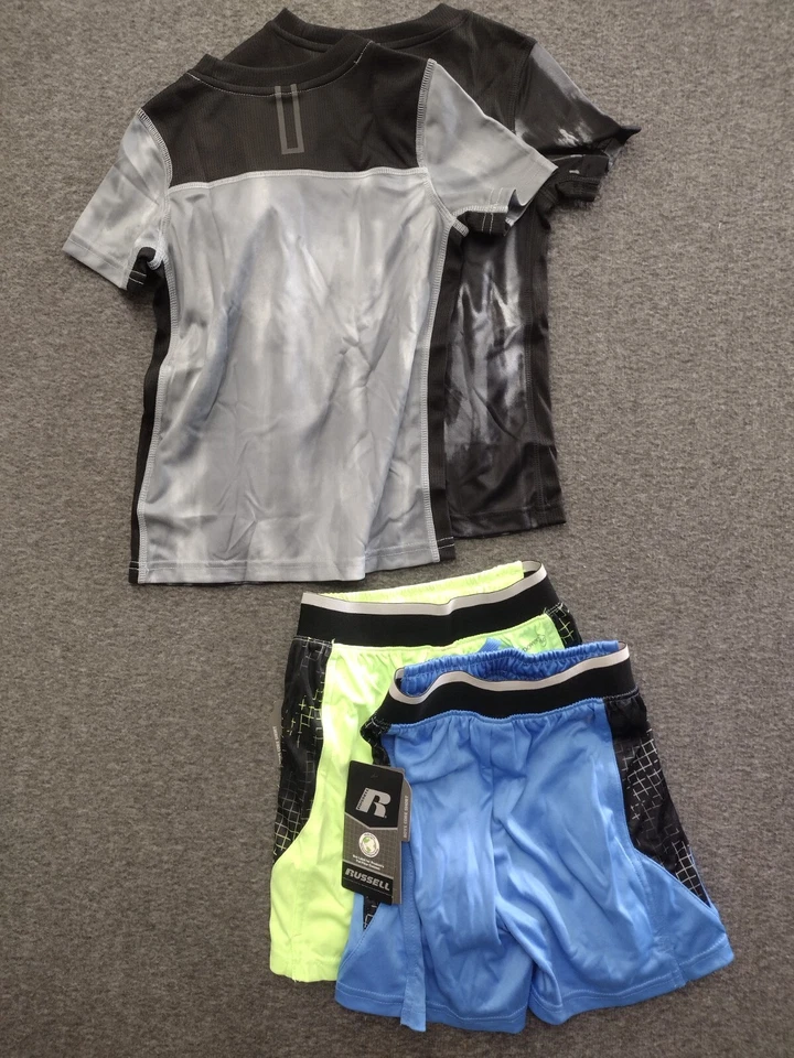 Pantalones Cortos Sólidos Russell Chicos Atléticos Activos 2 Conjuntos Dri-Power Estampados XS Foto 2 de 4