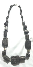 Black Lava Rock Bohemian Summer trend necklace 24"