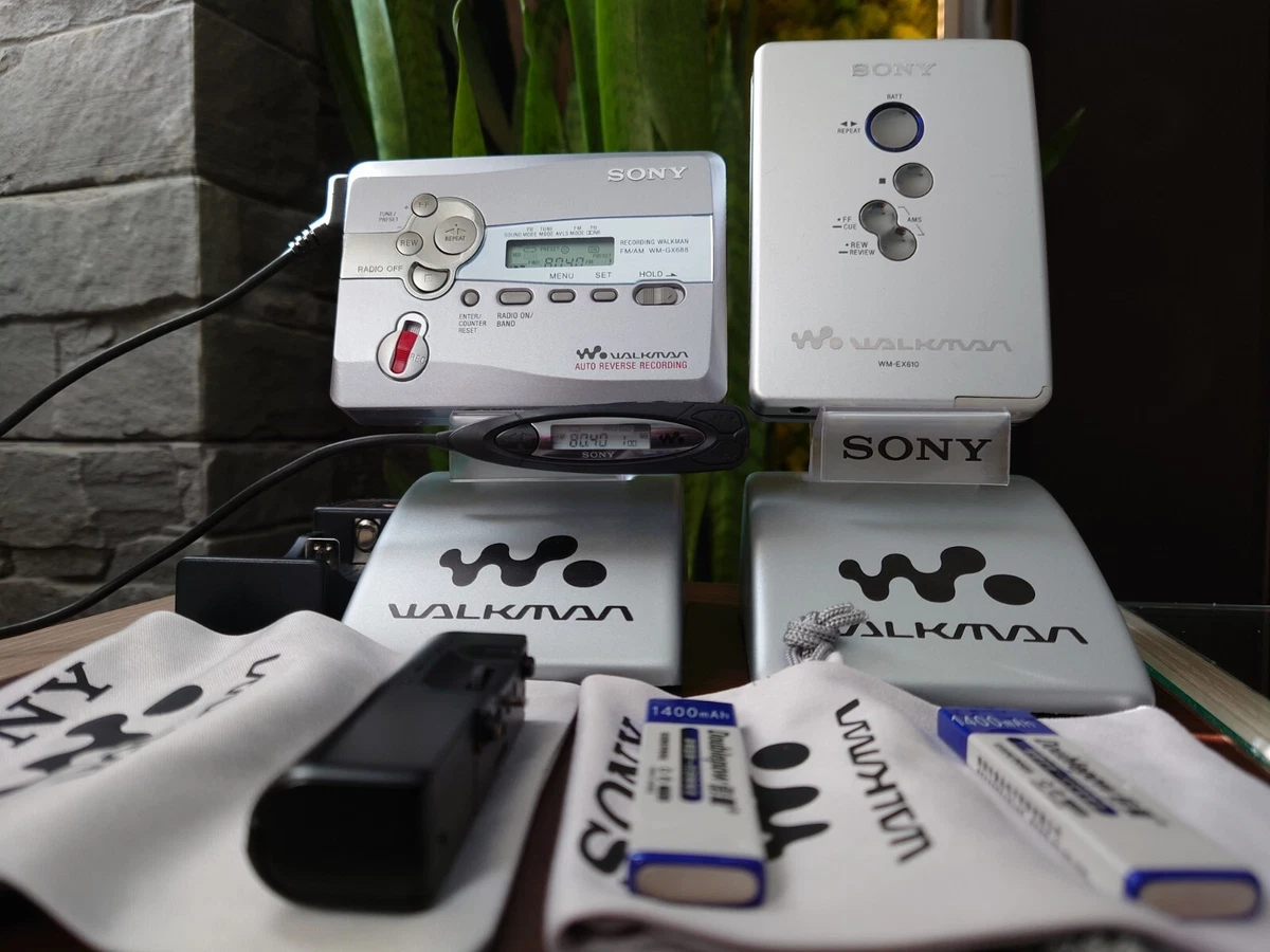 Sony Walkman WM-EX610 & WM-GX688 silver smart bundle, both