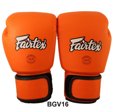 FAIRTEX BGV16 ORANGE COLOR MUAY THAI KICK BOXING GLOVES MMA