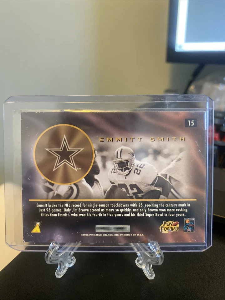 1996 Pinnacle Mint Collection Bronze Emmitt Smith #15 HOF - Image 2 of 2