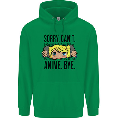 Sorry Cant Anime Bye lustiger antisozialer Herren 80% Baumwolle Hoodie