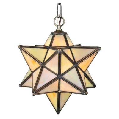 Meyda Lighting 12'W Moravian Star Beige Iridescent Pendant, Bai - 12133
