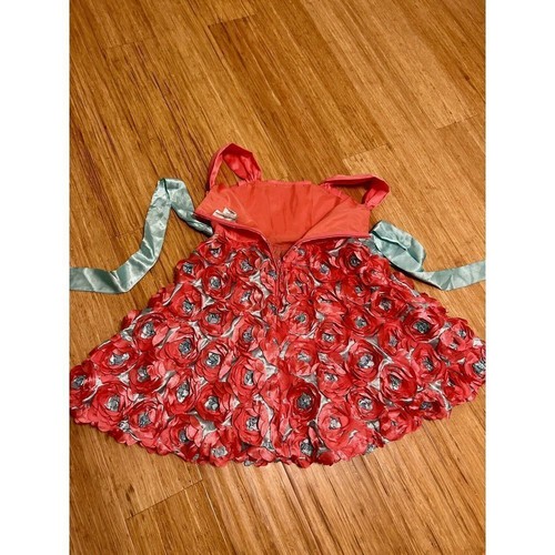 Rare Editions Coral and Sage Green sz 7 Flower Girl party Event Formal Pagent - Picture 7 of 12