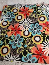 REMNANT Michael Miller Flower Shower 11" x 21" Bright Bold Floral on Black