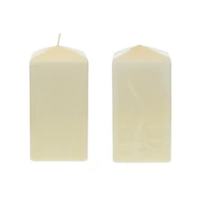 Mega Candles - Unscented 3"x 6" Square Dome Top Pillar Candle, Ivory 6PCS
