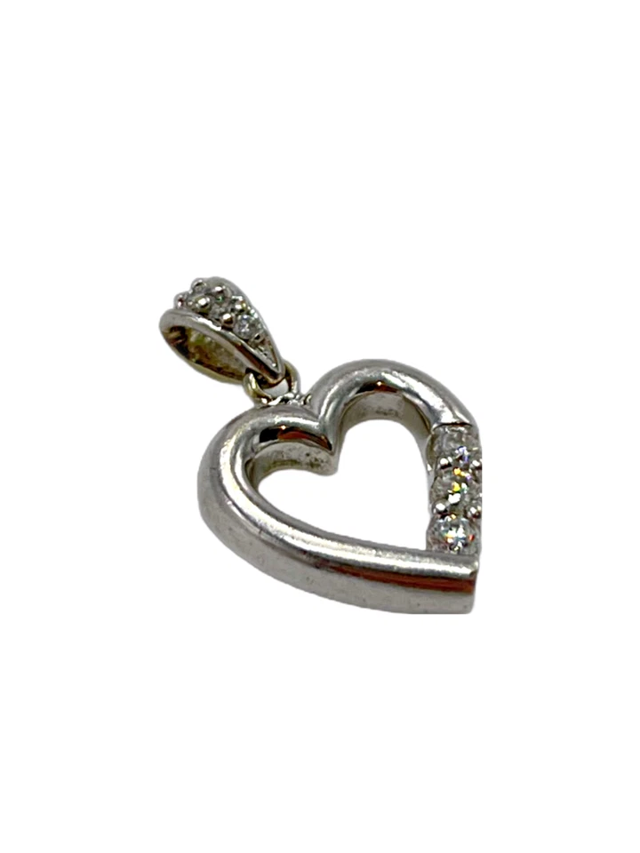 Dije de corazón "Pasado, presente, futuro" de oro 14k con diamantes Foto 3 de 4