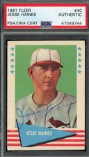 Jesse Haines PSA DNA Signed 1961 Fleer Autograph