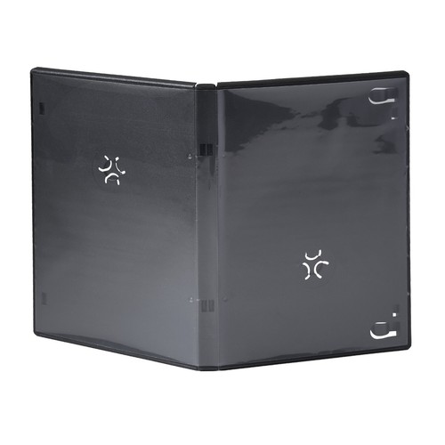 50 Standard 14mm 2 Tray Hold 6 Six CD DVD Blu-ray Discs Black Case Movie Box - Picture 5 of 8