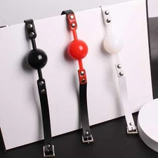 Open Mouth Silicone Ball Gag Oral Fixation Lockable Harness Bondage BDSM Slave
