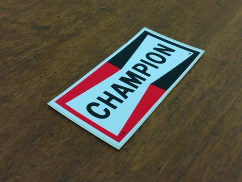 CHAMPION Spark Plugs Vintage Racing Decal Sticker Hot Rod Garage 4" x 2" NOS - Picture 2 of 5