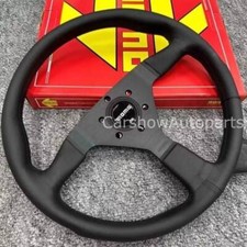 350mm Momo Monte Carlo Genuine Leather Thickened Spoke Steering Wheel-black