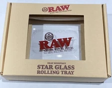 RAW Rolling Papers STAR GLASS ROLLING TRAY - Limited Edition - SIZE: 6" x 4"