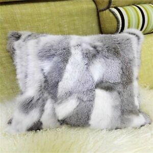 100/% Real Rabbit Fur Protector Pillowcase Cushion Cover Car Mat Decor Livingroom