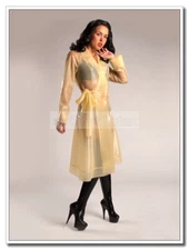 Latex Robes Nightgown Sexy Transparent Long Length Waist Belt Customize G28