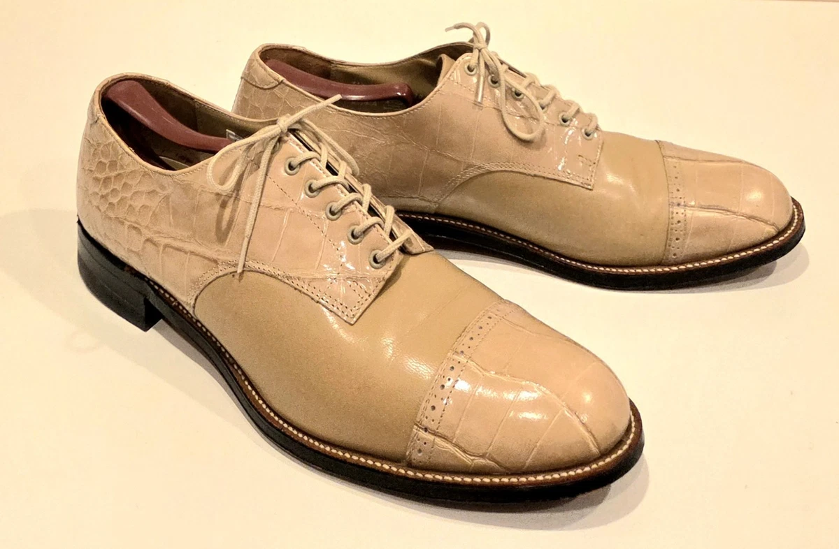 Steeple Chase Italy Mens 10.5 D Taupe Croc Embossed Leather Kiltie Loafers 815 Olive Taupe Faux Croc Embossed Loafers - All Shoes | Red Dress main image 3