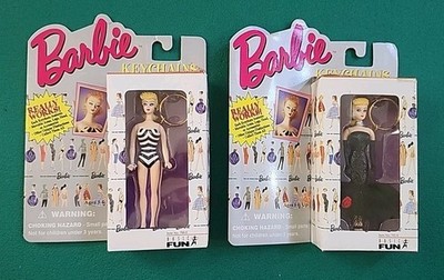 Barbie Keychain Mattel Basic Fun Original Black Ball Gown & Swimsuit, Lot of 2