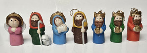 Vintage 1980's Ceramic Nativity Bell Ornaments Christmas Jesus Mary Wise Men