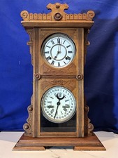 Antique Waterbury Calendar Clock Walnut Case Perpetual Calendar Strike Clock