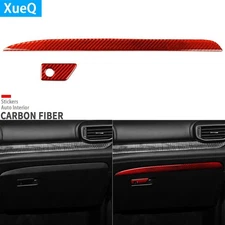 Red Carbon Fiber Co-pilot Glove Box Panel Cover Trim For Ford Explorer 2020-2023