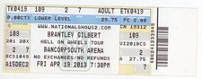 Brantley Gilbert 4/19/13 Tupelo MS Concert Rare Ticket!