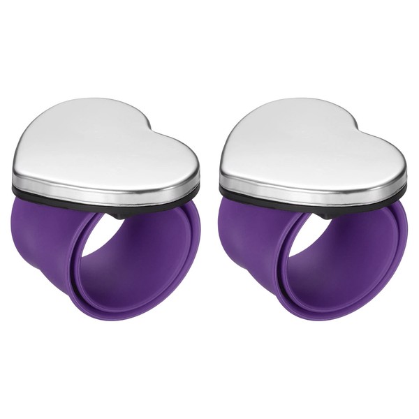 2 StüCk Magnetische Nadelhalter Armband FüR Pincushion Herzform Lila Silikonband-image