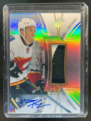 2016-17 SPx Matthew Tkachuk Rookies Patch Auto Gold Rookie RC #57/99 Flames