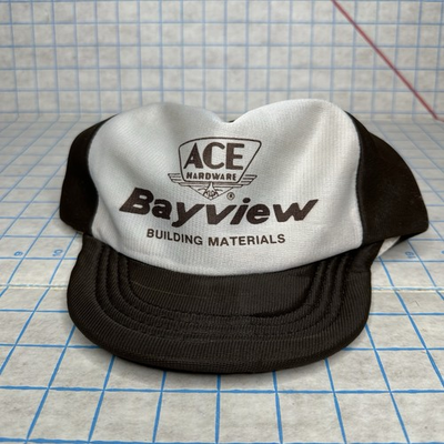 #ad Vintage Ace Hardware Bayview Mesh Snapback Foam Truckers Hat Small $25.00