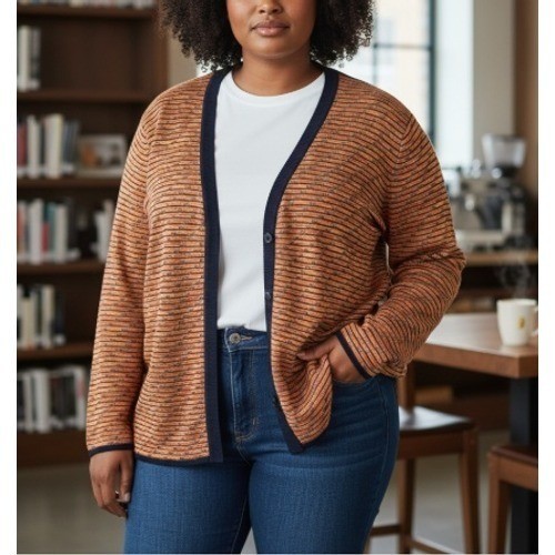 Exclusively Misook Striped Button Up Cardigan Swe… - image 1