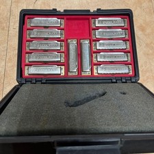 M.HOHNER Blues Harp 12-Piece Harmonica Set Red Hard Case Beginner